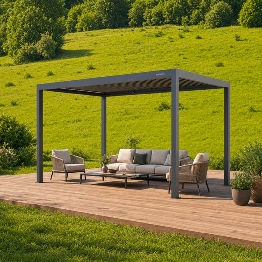 PERGOLUX Pergola 4 in a furnished outdoor setting