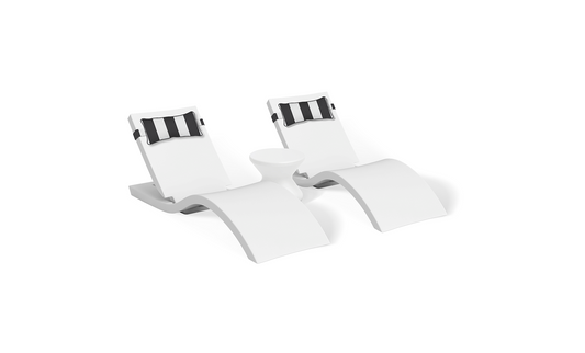 Ledge Adjustable Chaise with Pillows and Side Table In-Pool & Patio Set