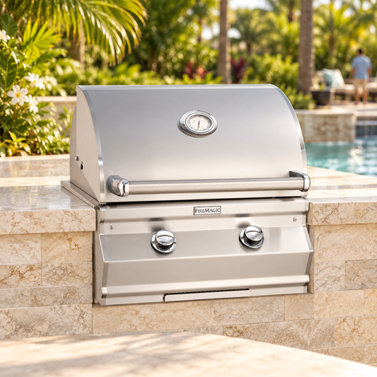 Fire Magic Choice C430i Built-In Grill in a staged outdoor kitchen