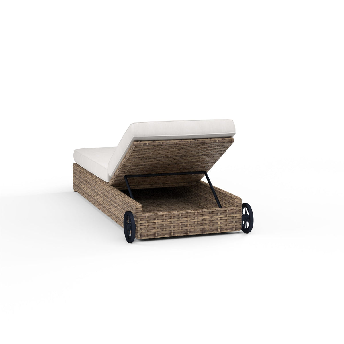 Sunset West Havana Adjustable Chaise in Canvas Flax w/ Self Welt