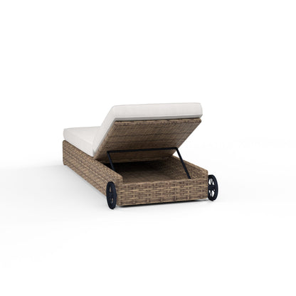 Sunset West Havana Adjustable Chaise in Canvas Flax w/ Self Welt