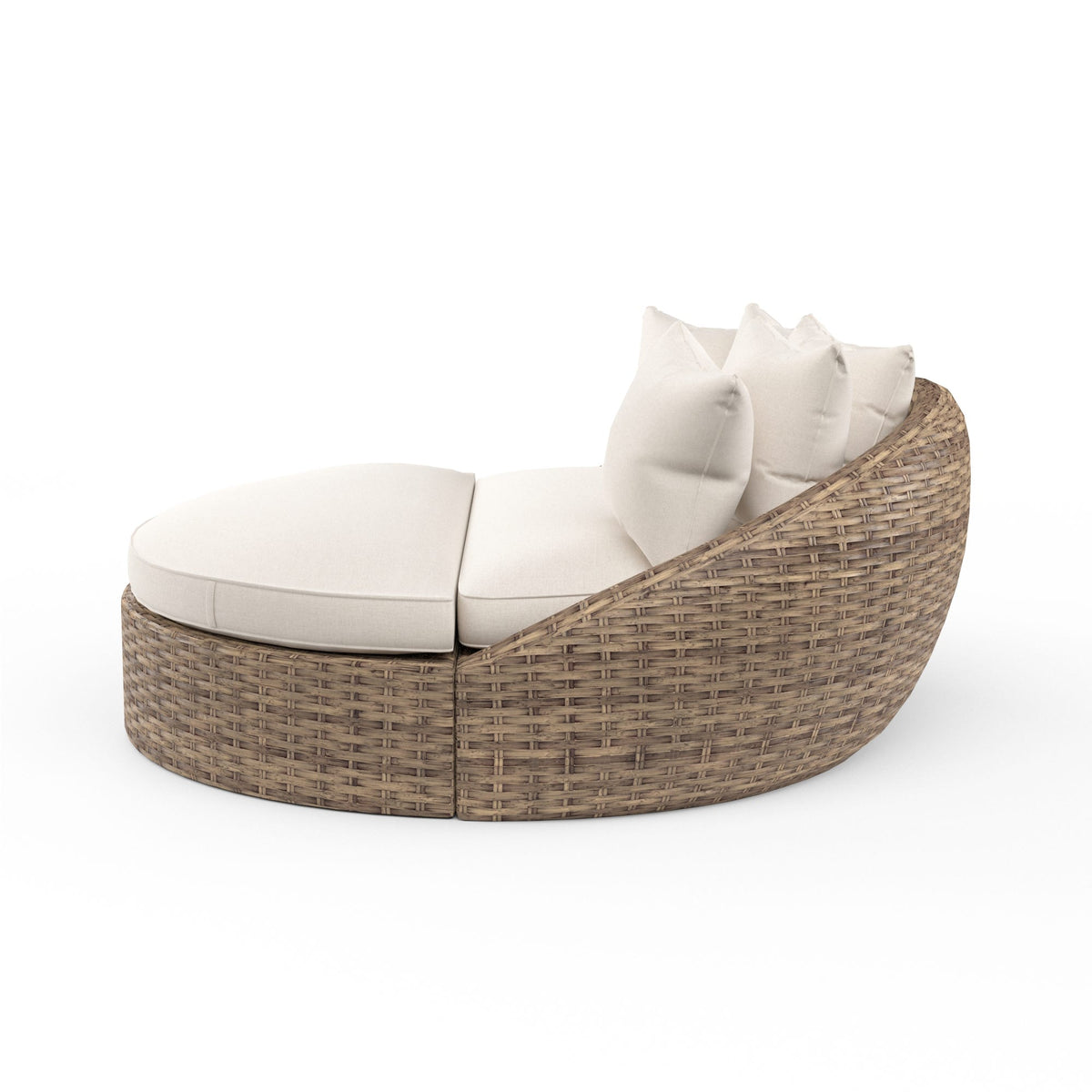 Sunset West Havana Round Daybed in Canvas Flax w/ Self Welt — View 3