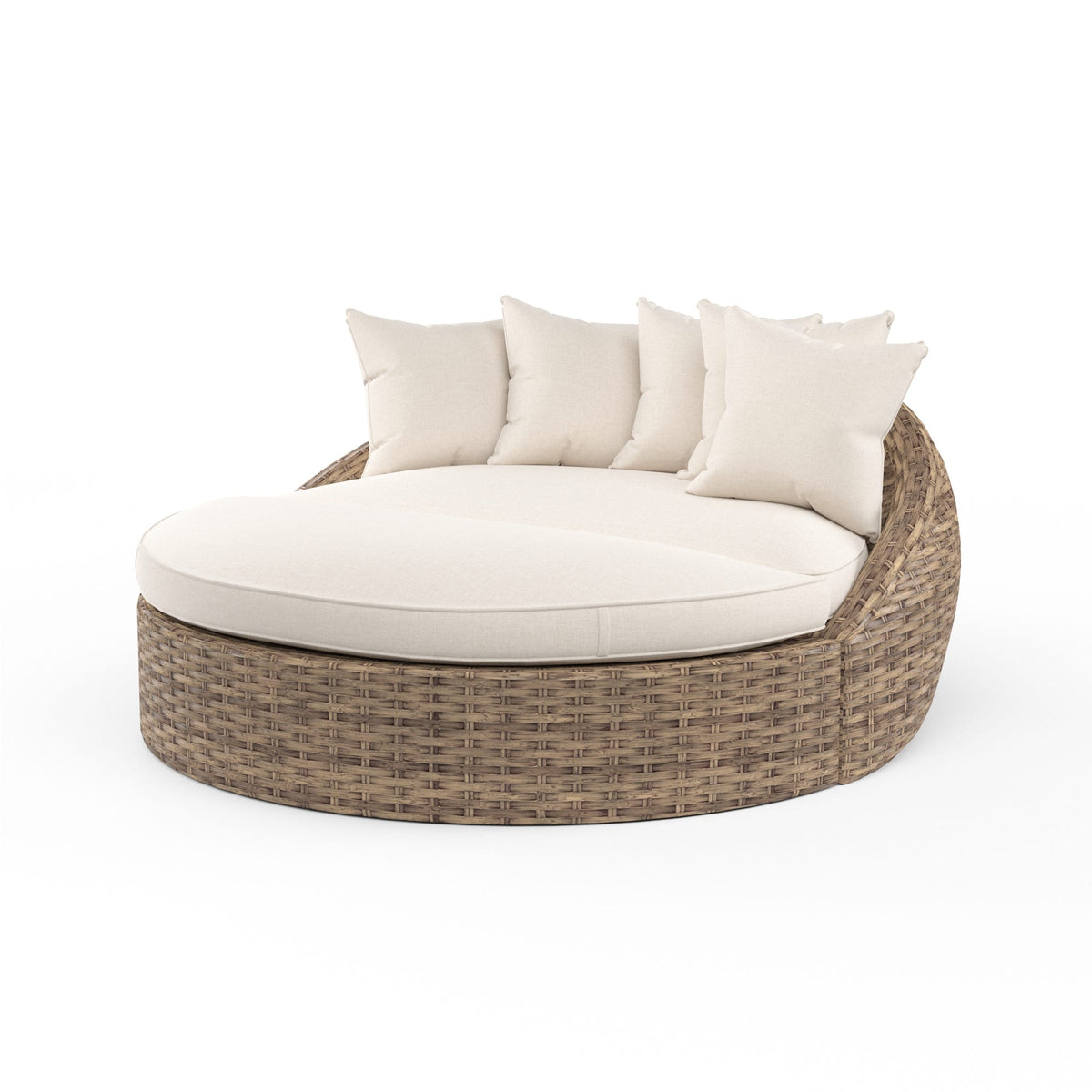 Sunset West Havana Round Daybed in Canvas Flax w/ Self Welt — View 4