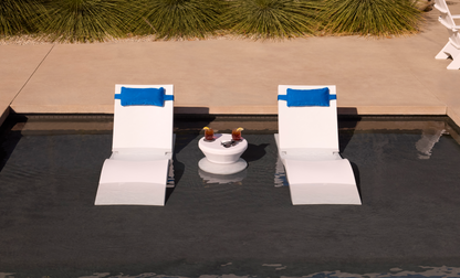 Ledge Adjustable Chaise with Pillows and Side Table In-Pool & Patio Set
