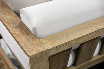 Sunset West Coastal Teak Sofa in Canvas Canvas, No Welt — View 4