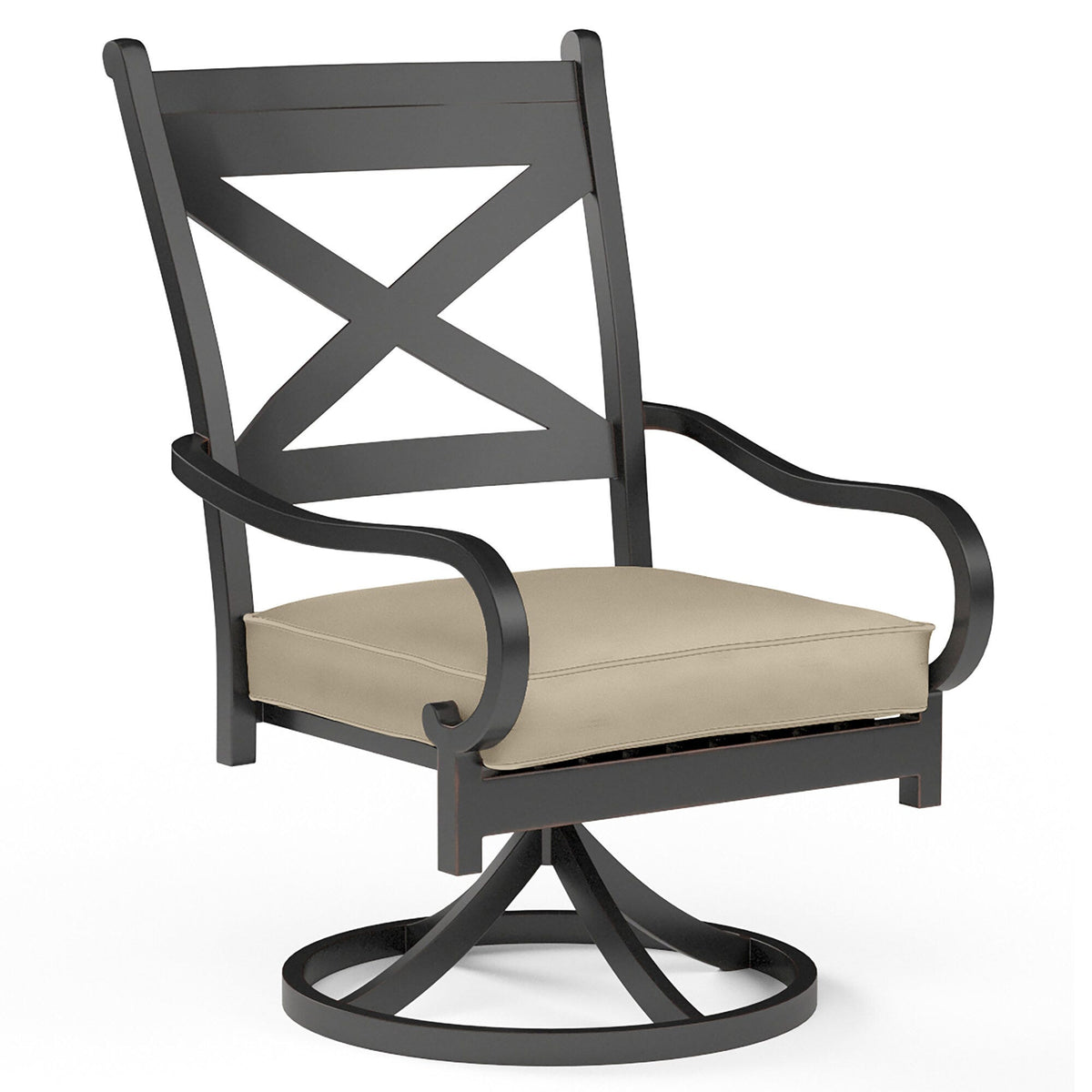 Sunset West Monterey Swivel Dining Chair in Linen Stone w/ Selt Welt — View 5