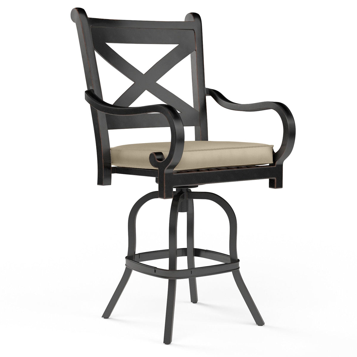 Sunset West Monterey Barstool in Linen Stone w/ Selt Welt — View 5