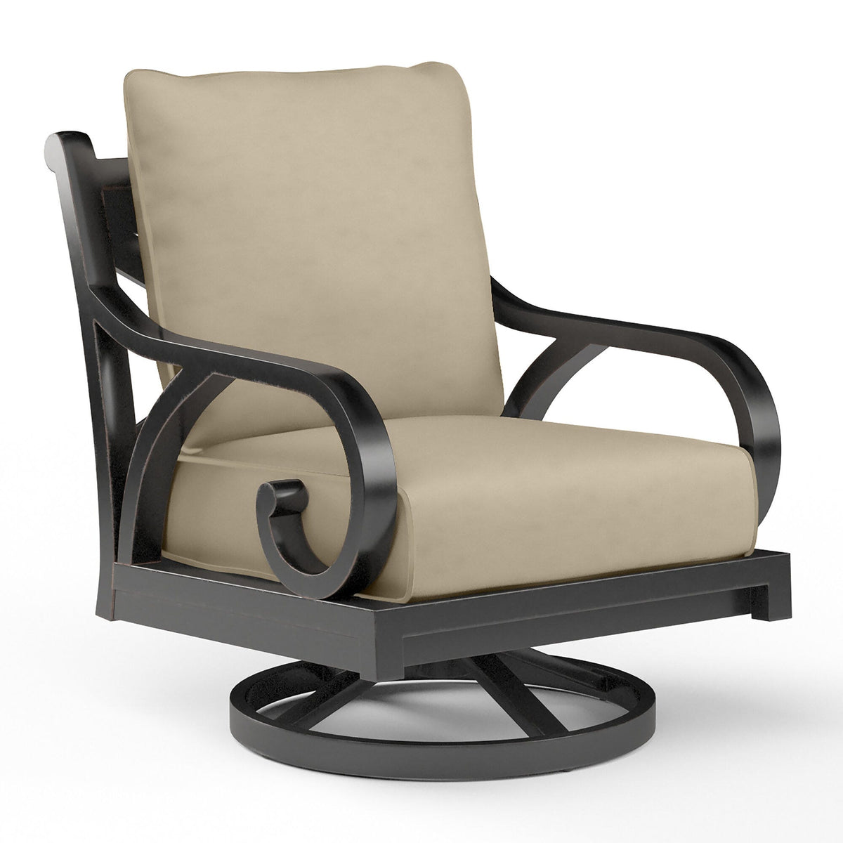 Sunset West Monterey Swivel Rocker in Linen Stone w/ Selt Welt — View 3