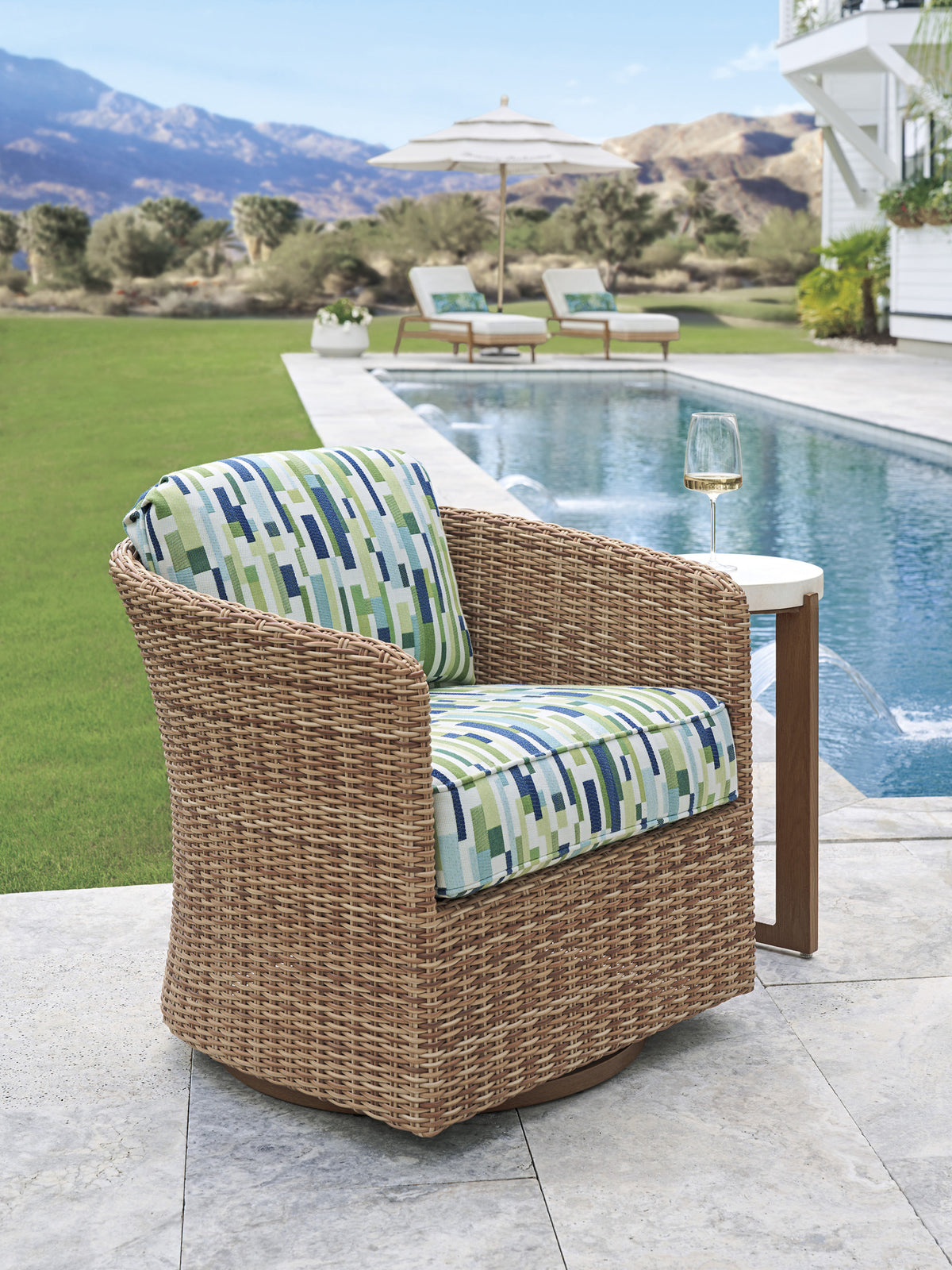 Tommy Bahama Outdoor Palm Desert Poolside Swivel Occassional Chair — View 2