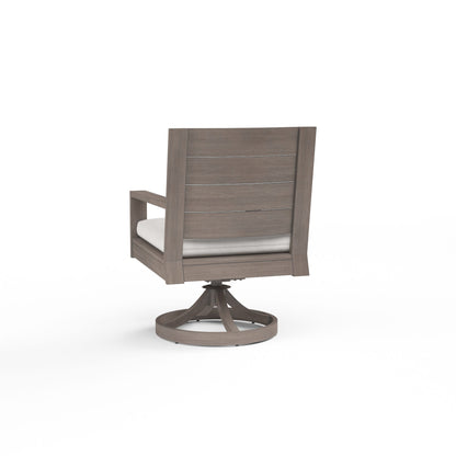 Sunset West Laguna Swivel Dining Chair in Canvas Flax, No Welt