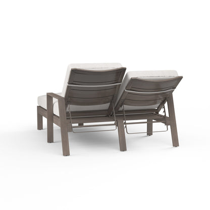 Sunset West Laguna Double Chaise Lounge in Canvas Flax, No Welt