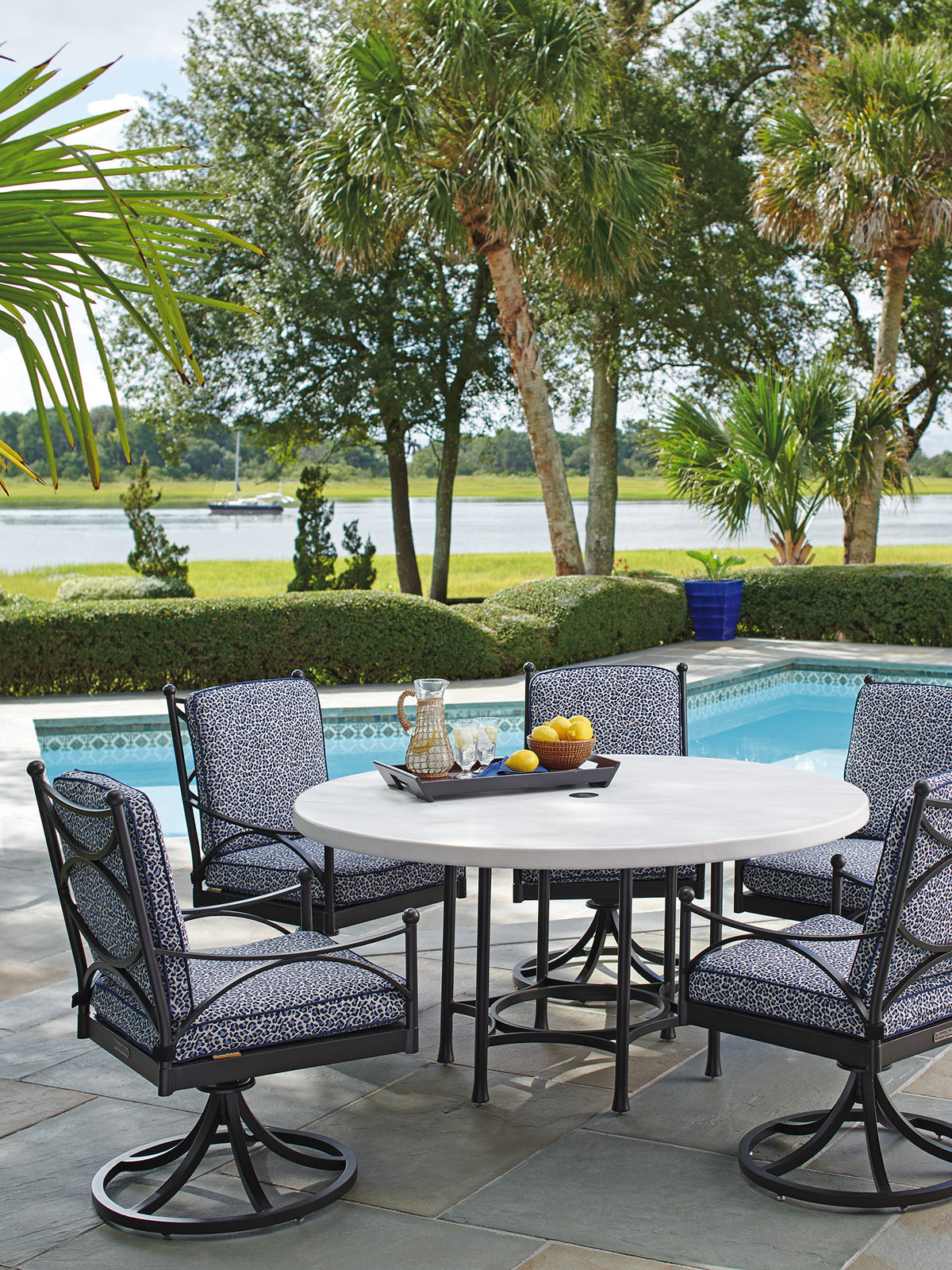 Tommy Bahama Outdoor Pavlova Swivel Rocker Dining Chair — View 2