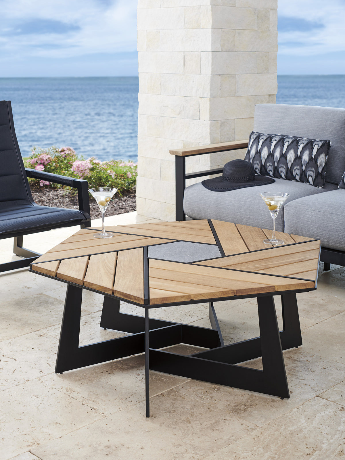Tommy Bahama Outdoor South Beach Hexagonal Cocktail Table — View 2