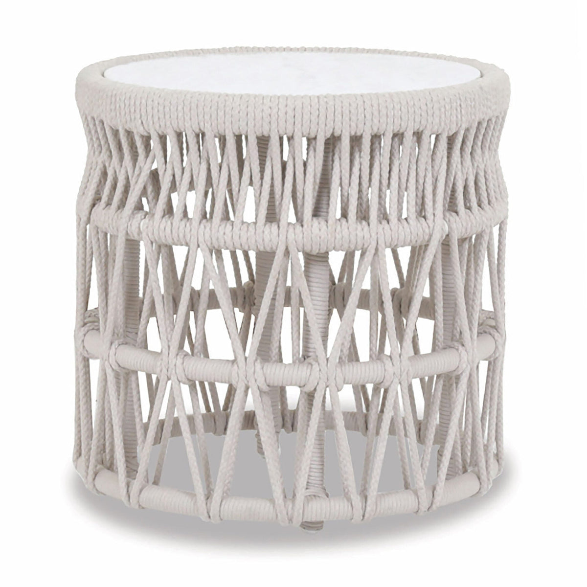 Sunset West Dana End Table with Honed Carrara Marble Top — View 5