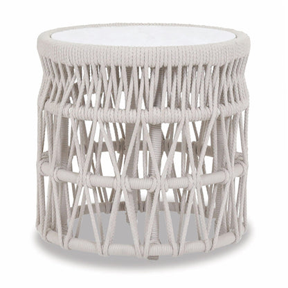 Sunset West Dana End Table with Honed Carrara Marble Top — View 5