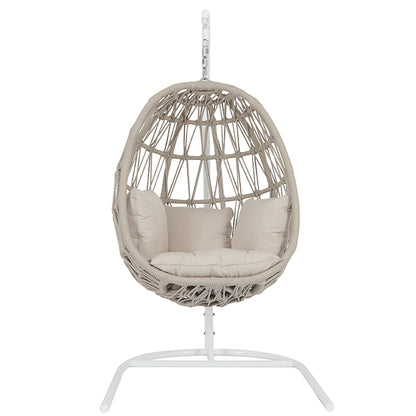 Sunset West Dana Rope Hanging Club Chair in Linen Canvas w/ Self Welt — View 9