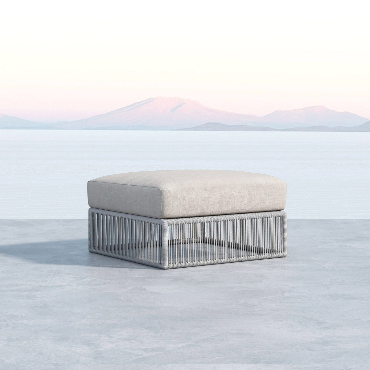 Sunset West Miami Ottoman in Echo Ash w/ Self Welt — View 3