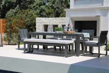 Sunset West Redondo Dining Bench in Cast Silver, No Welt — View 4