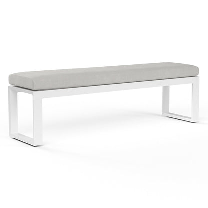 Sunset West Newport Dining Bench in Cast Silver, No Welt — View 2
