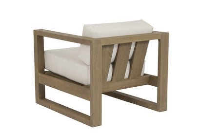 Sunset West Coastal Teak Club Chair in Canvas Canvas, No Welt