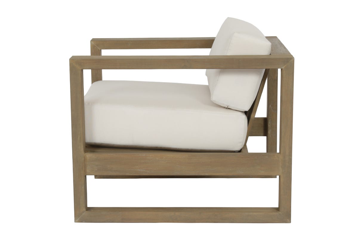 Sunset West Coastal Teak Club Chair in Canvas Canvas, No Welt — View 2