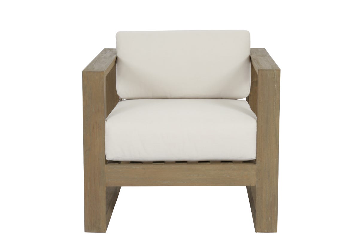 Sunset West Coastal Teak Club Chair in Canvas Canvas, No Welt — View 3
