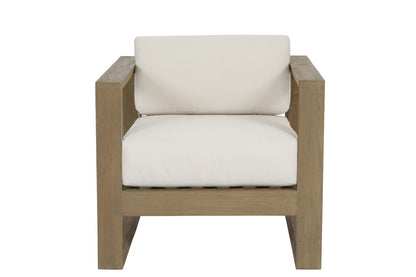 Sunset West Coastal Teak Club Chair in Canvas Canvas, No Welt — View 3