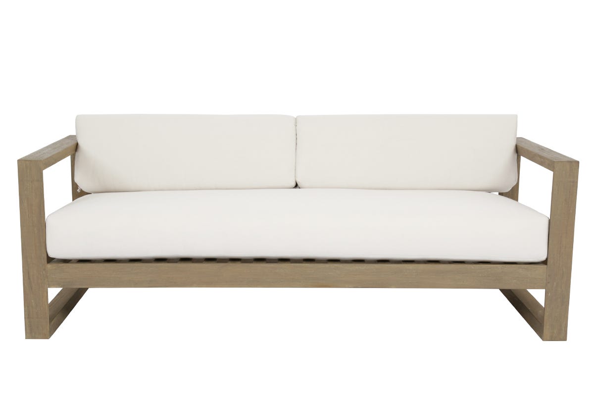 Sunset West Coastal Teak Sofa in Canvas Canvas, No Welt — View 2
