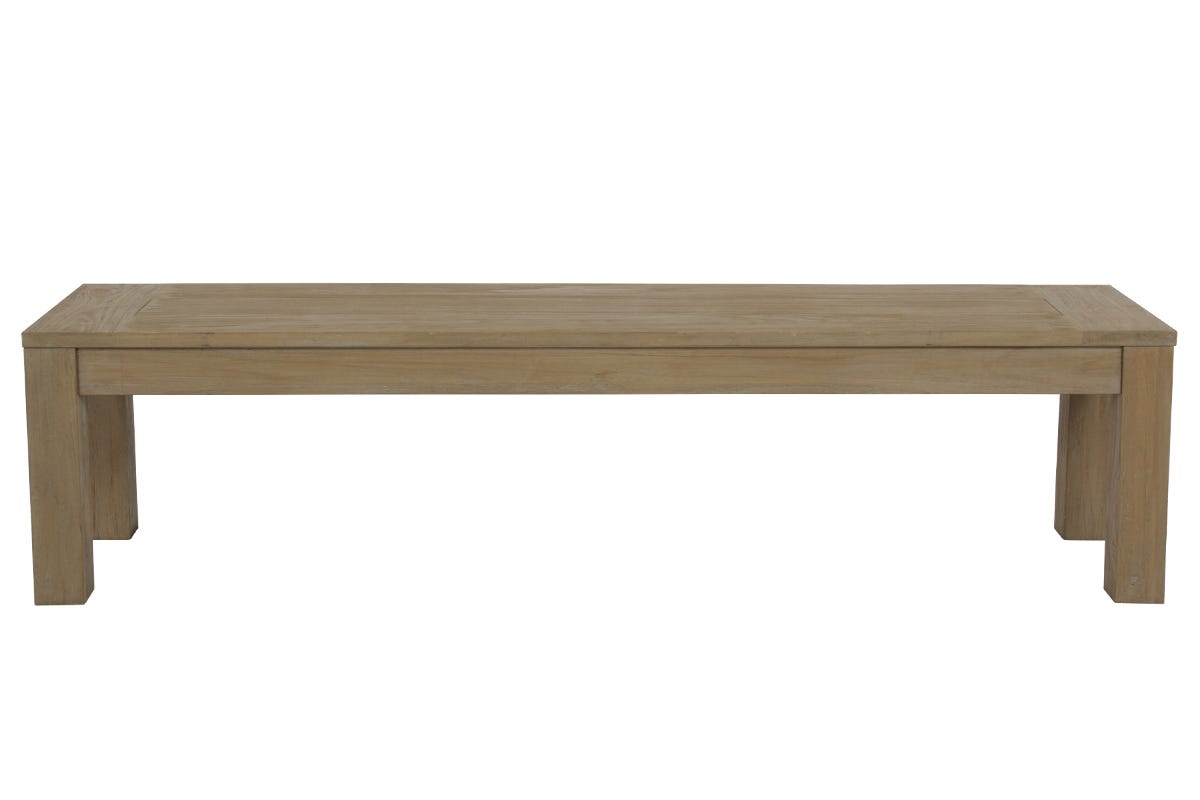 Sunset West Coastal Teak Dining Bench in Canvas Canvas, No Welt — View 2