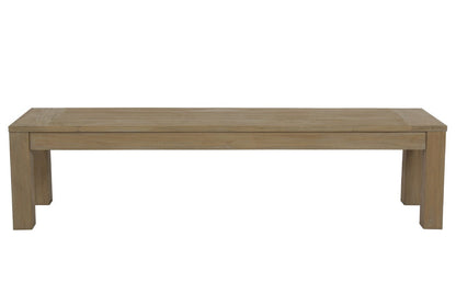 Sunset West Coastal Teak Dining Bench in Canvas Canvas, No Welt — View 2