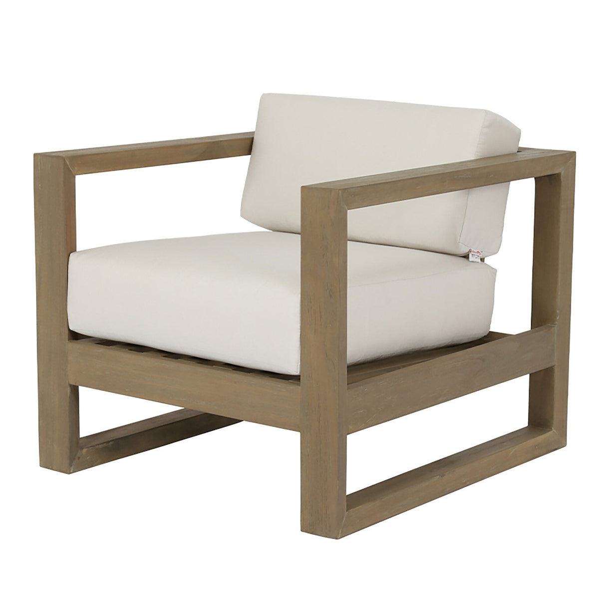 Sunset West Coastal Teak Club Chair in Canvas Canvas, No Welt — View 9