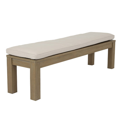 Sunset West Coastal Teak Dining Bench in Canvas Canvas, No Welt — View 5