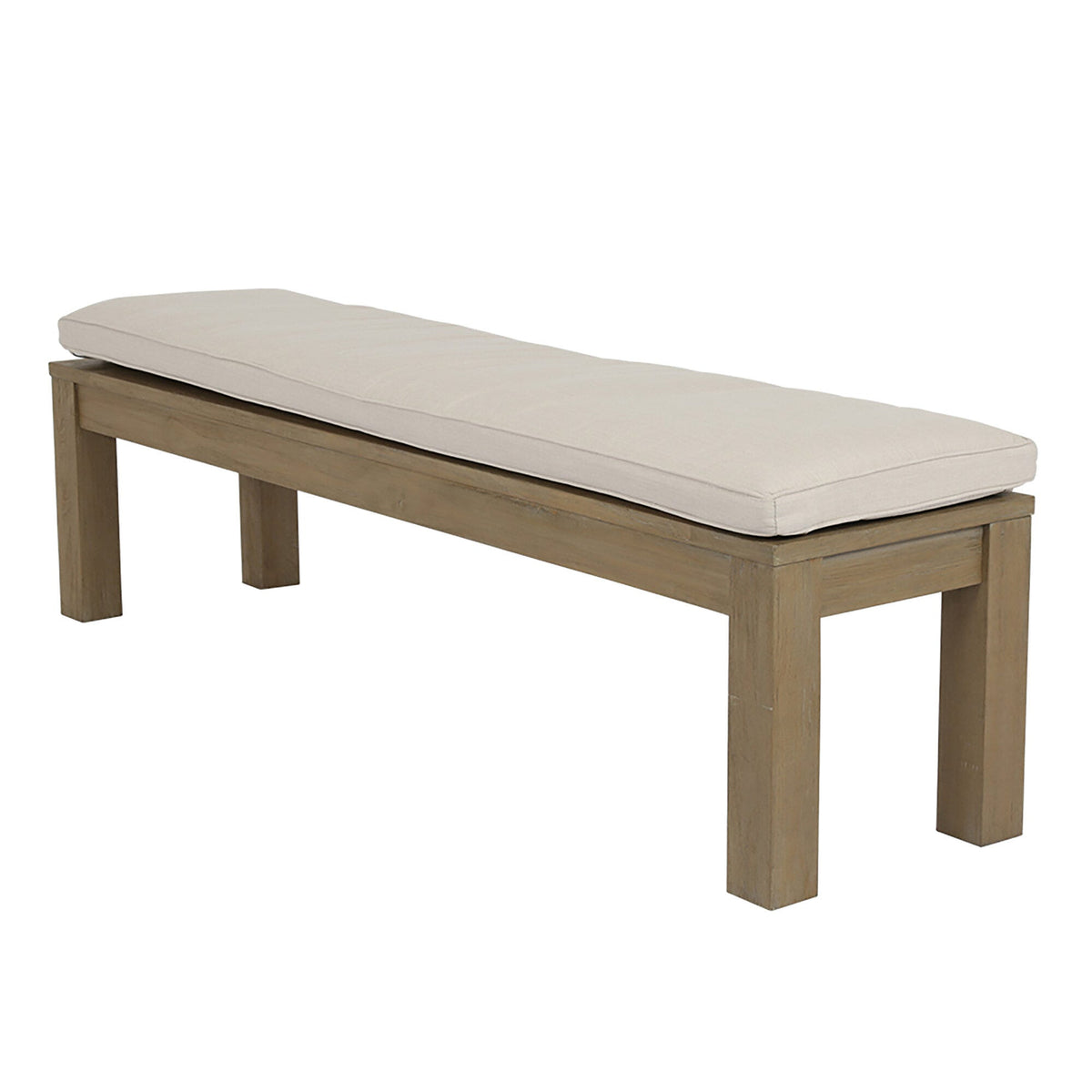 Sunset West Coastal Teak Dining Bench in Canvas Canvas, No Welt — View 7