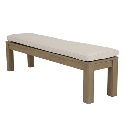Sunset West Coastal Teak Dining Bench in Canvas Canvas, No Welt — View 7
