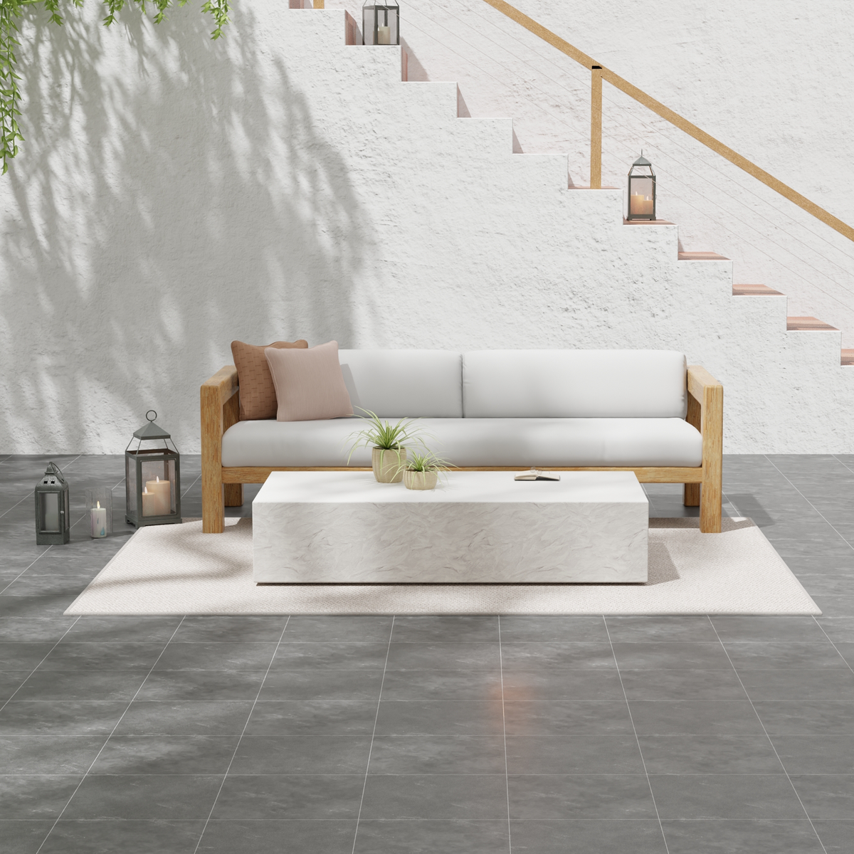 Sunset West Bazaar Antique Stone Rectangle Coffee Table — View 4