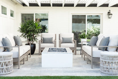 Sunset West Dana End Table with Honed Carrara Marble Top