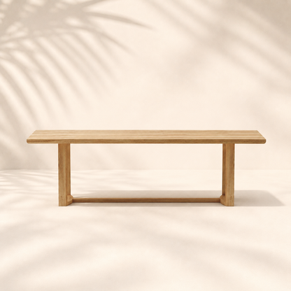 Wooden table on a beige background