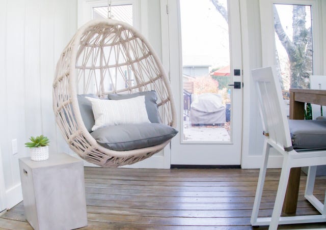 Sunset West Dana Rope Hanging Club Chair in Linen Canvas w/ Self Welt — View 2