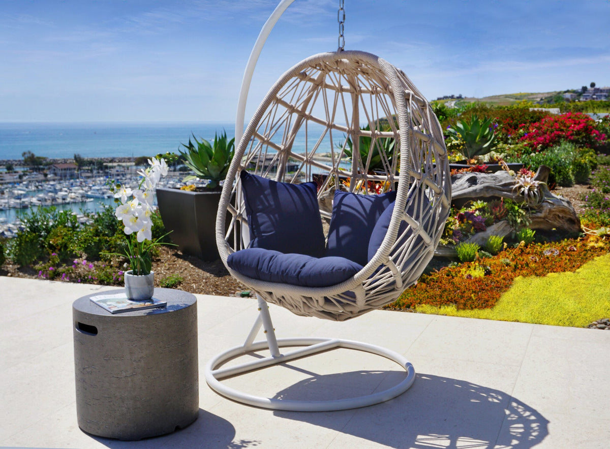 Sunset West Dana Rope Hanging Club Chair in Linen Canvas w/ Self Welt — View 4