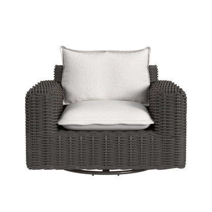 Sunset West Cabo Oversized Swivel Club Chair in Soothe Pearl w/ Flange Welt — View 6