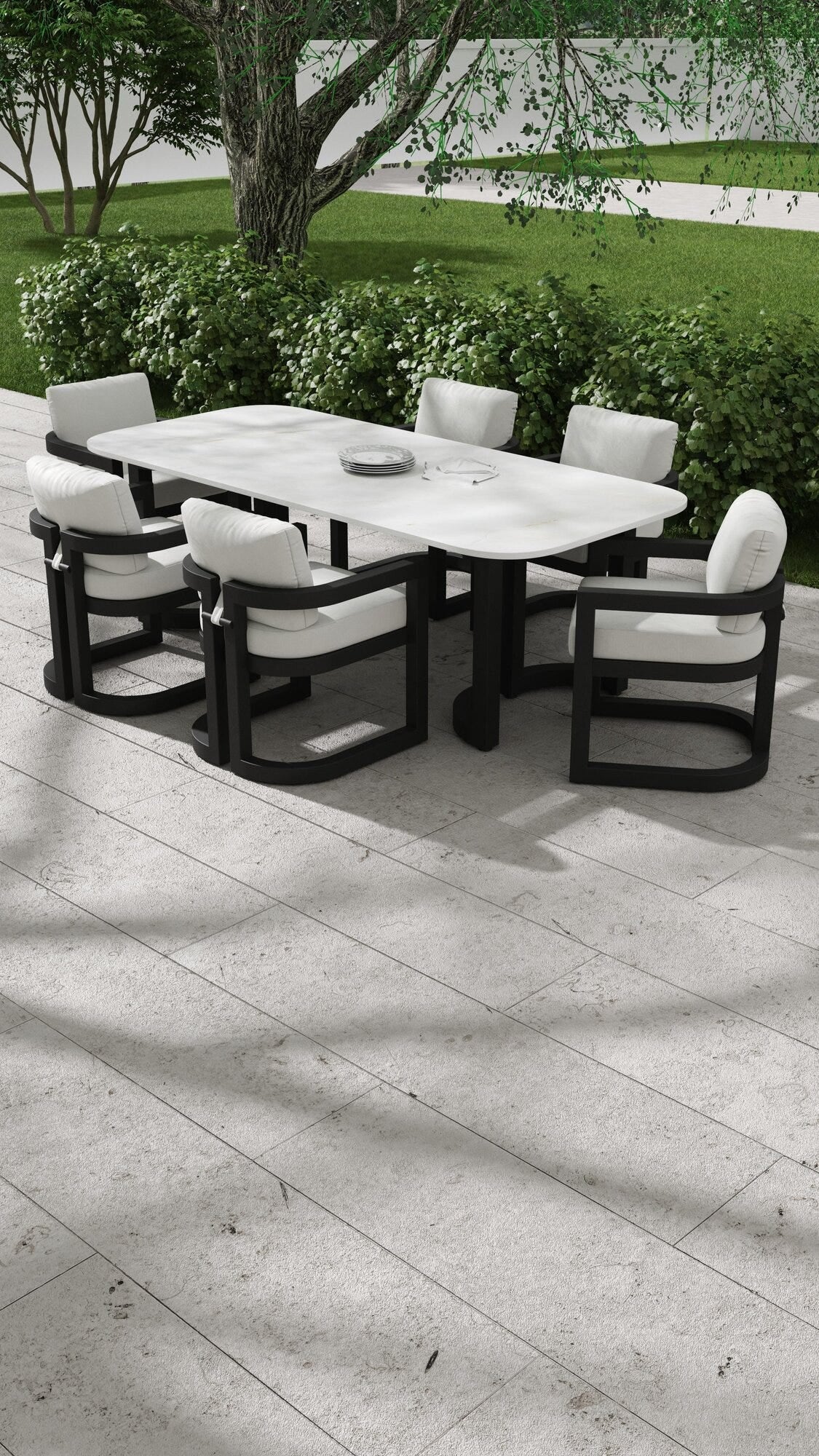 Sunset West Malibu Dining Chair in Cast Silver, No Welt — View 11