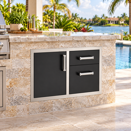 Fire Magic Black Door Drawer Combo