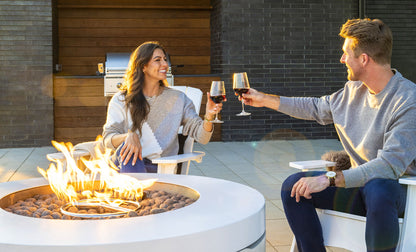 Ledge Halo Firepit with Set of 4 Adirondacks