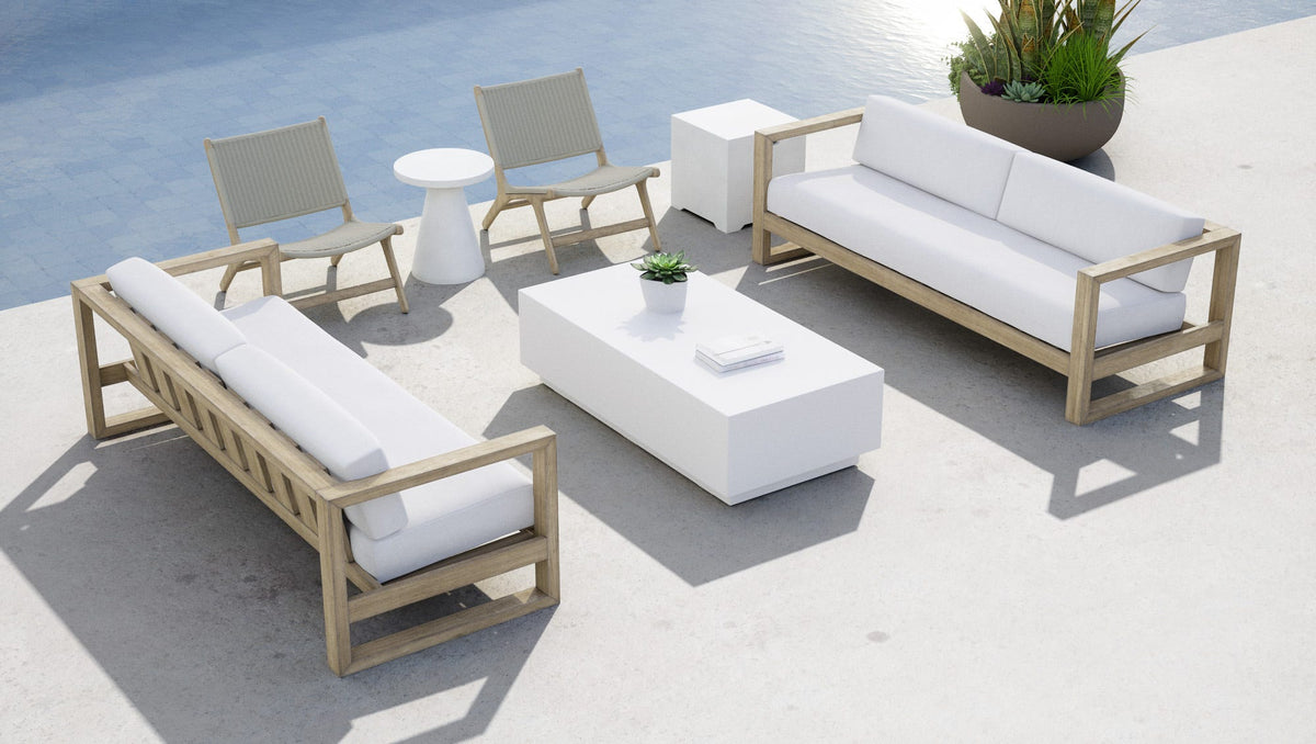 Sunset West Coastal Teak Sofa in Canvas Canvas, No Welt — View 3