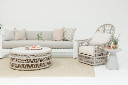Sunset West Dana Coffee Table with Honed Carrara Marble Top — View 2
