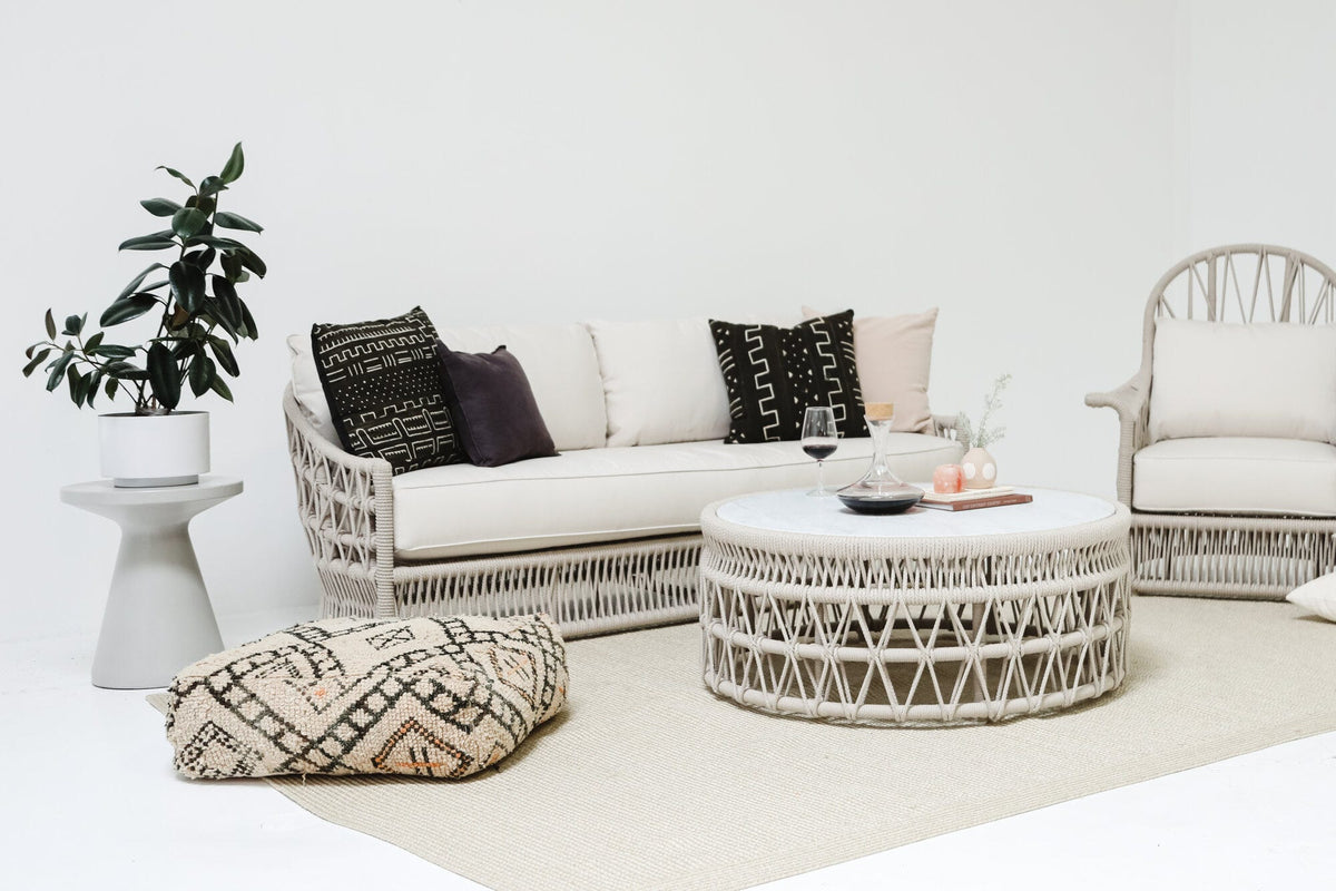 Sunset West Dana Coffee Table with Honed Carrara Marble Top — View 4