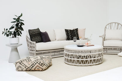 Sunset West Dana Coffee Table with Honed Carrara Marble Top — View 4
